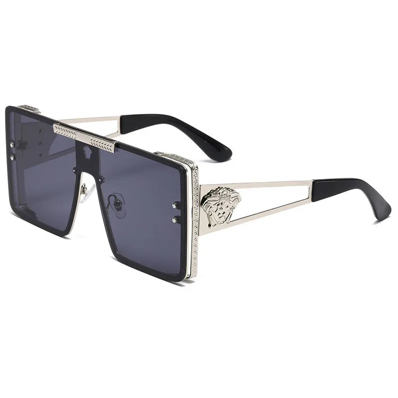 Neue stilvolle Sonnenbrille mit übergroßen Rahmen, trendiges Metalldesign, perfekt für Modeshows und coolen Streetstyle.