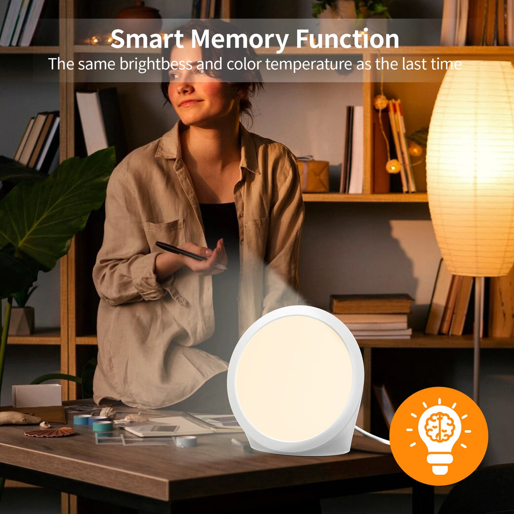 SAD-Lampe, Tageslichtlampe mit 3 Farbtemperaturen, 6 Timer, Speicherfunktion, Touch-Steuerung für Büro/Schreibtisch/Zuhause/Schlaf