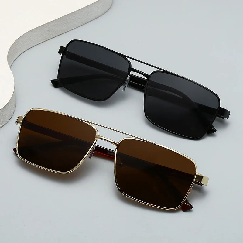 Quadratische Sonnenbrille für Männer und Frauen, modisch, klassisch, Retro, Vintage, Trenddesign, braune Gläser, UV400-Sonnenbrille, männliche und weibliche Brillen, 2026
