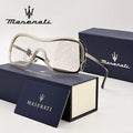 MASERATI Sonnenbrille, neue modische Schutzbrille, stilvolle, ungerahmte Metallrand-Sonnenbrille für Männer und Frauen, coole Pose, trendiges Design 10785