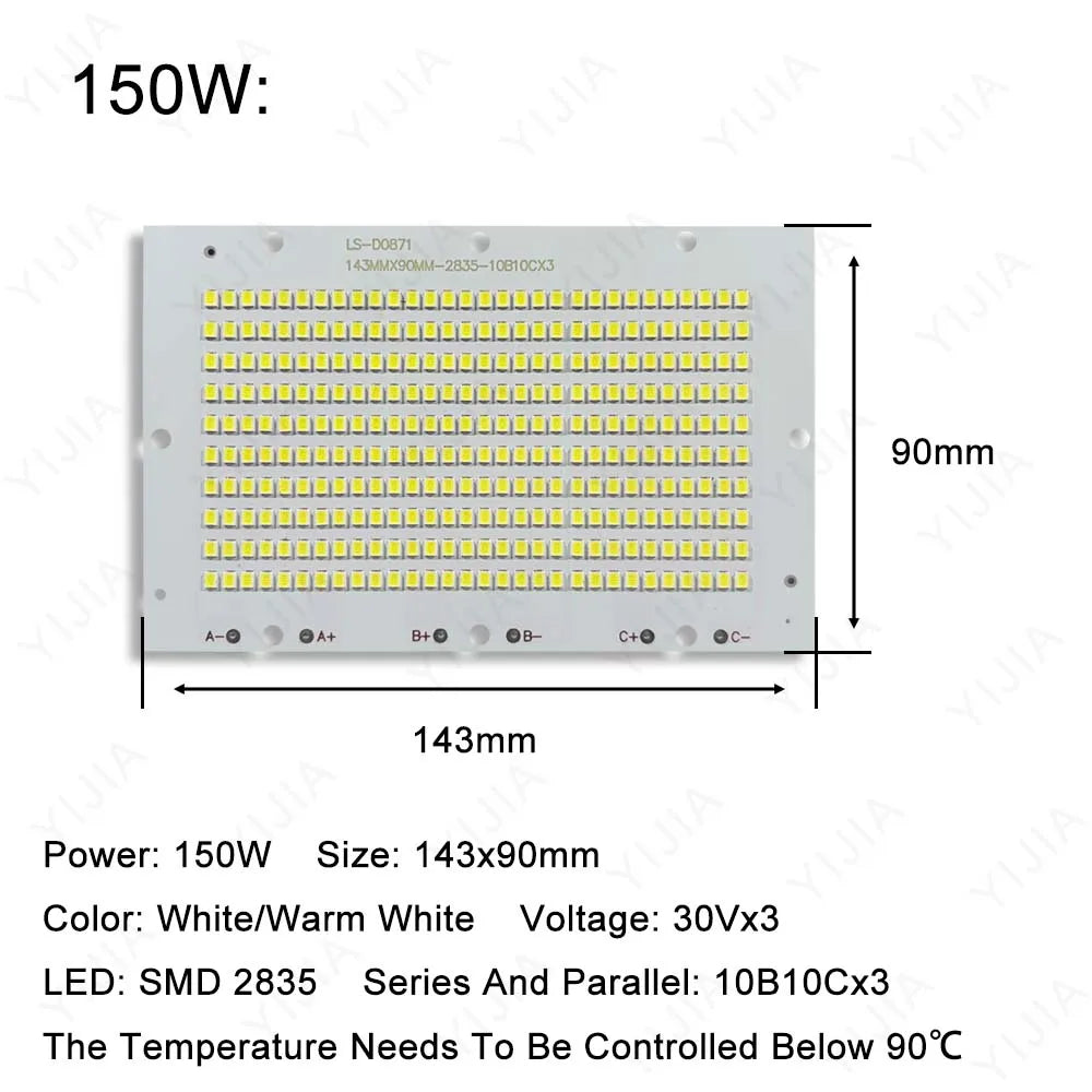 LED-Chip SMD2835 LED-Platine 10W 20W 30W 50W 100W 150W 200W DC30-34V Aluminiumsubstratbeleuchtung Außenflutlichtstrahler