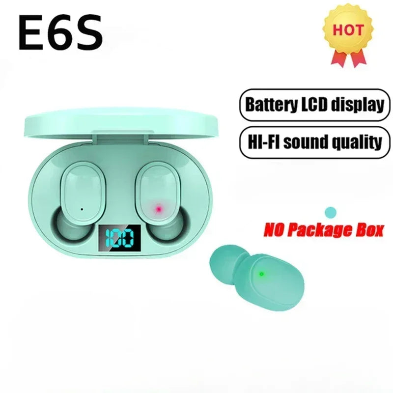 E6S Drahtlose Bluetooth-Kopfhörer TWS Bluetooth-Headset Drahtlose Ohrhörer Ohrhörer mit Geräuschunterdrückung und Mikrofon-Kopfhörer