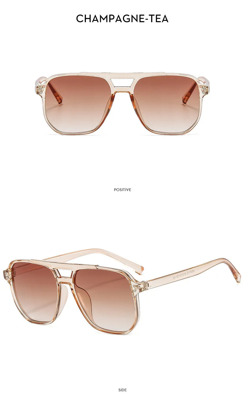 Vintage Quadratische Sonnenbrille für Frauen Männer Dicker Rahmen Doppelte Brücken Brillen Weibliche Chic Polygon Sonnenbrille UV400 Shades