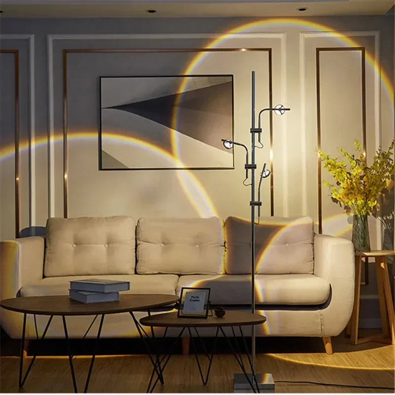 Moderne minimalistische Designer-Projektionslampe mit mehreren Köpfen, minimalistischer Stil, Heimdekoration, Licht, Wohnzimmer, LED-Stehlampe
