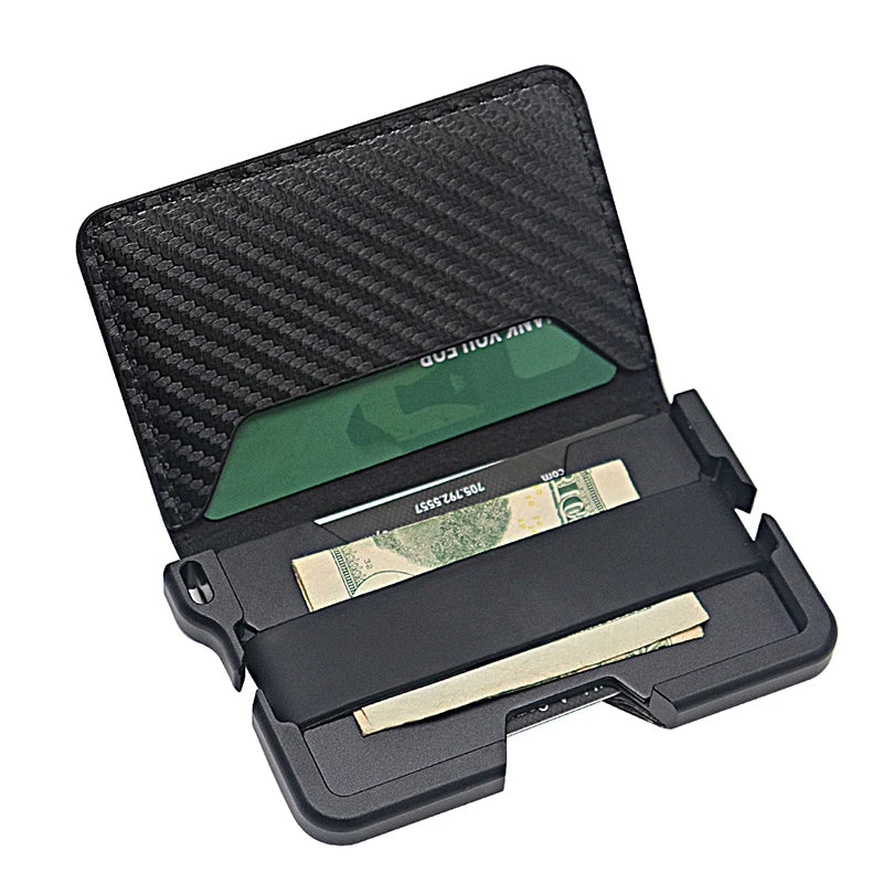 Geldbörse für Herren – Schlanke Herren-Geldbörse, Bifold-Geldbörsen, Aluminium, Kreditkarten-Reisepasshülle, Herren-Geldbörse, RFID-blockierende Geldklammer, dünn