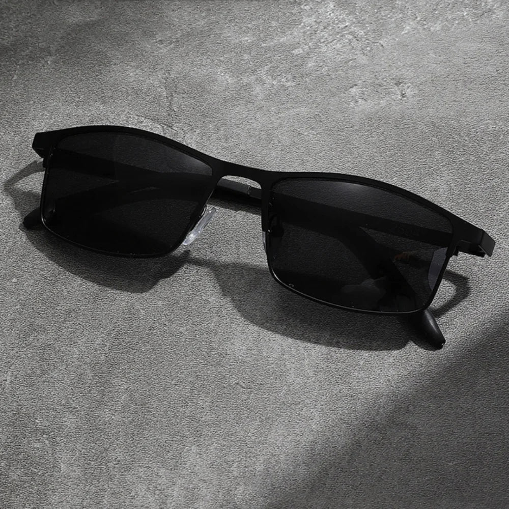 Vintage Herren-Sonnenbrille im Retro-Stil mit Metallrahmen, quadratische Sonnenbrille, UV-Schutz, modische Designer-Brille, Sonnenbrille für Herren