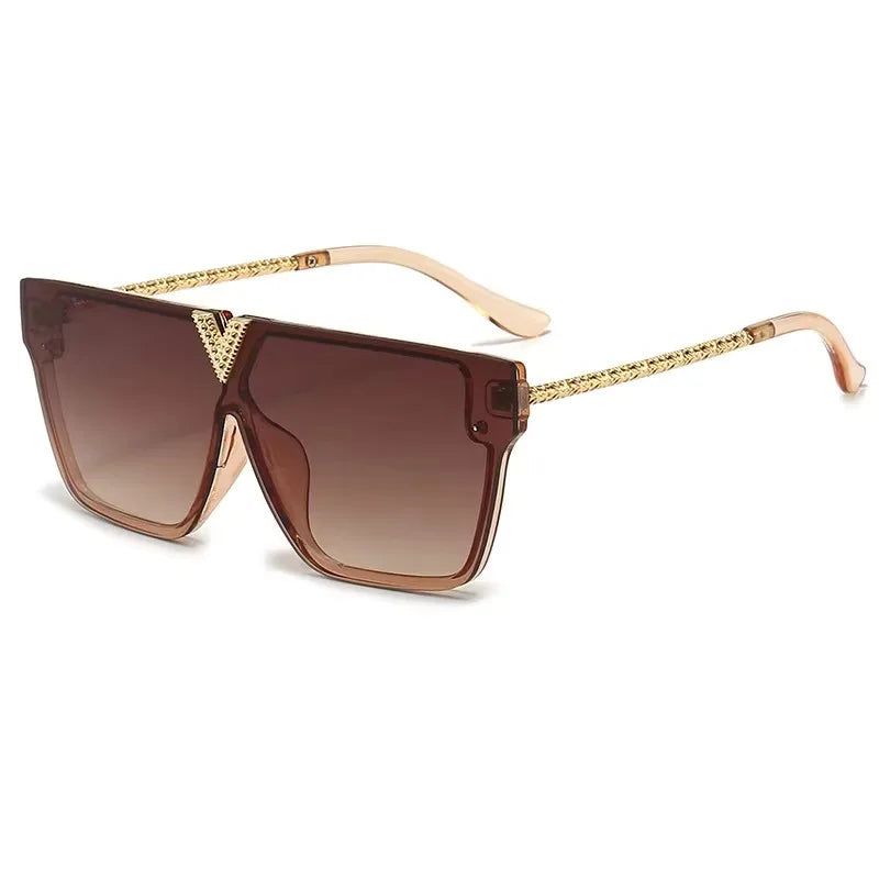 Sonnenbrille mit Buchstabe V für Damen und Herren, quadratischer Rahmen, zum Fahren, beliebter UV-Schutz, schwarze Sonnenbrille, Markendesign, berühmte Brillen 2025,