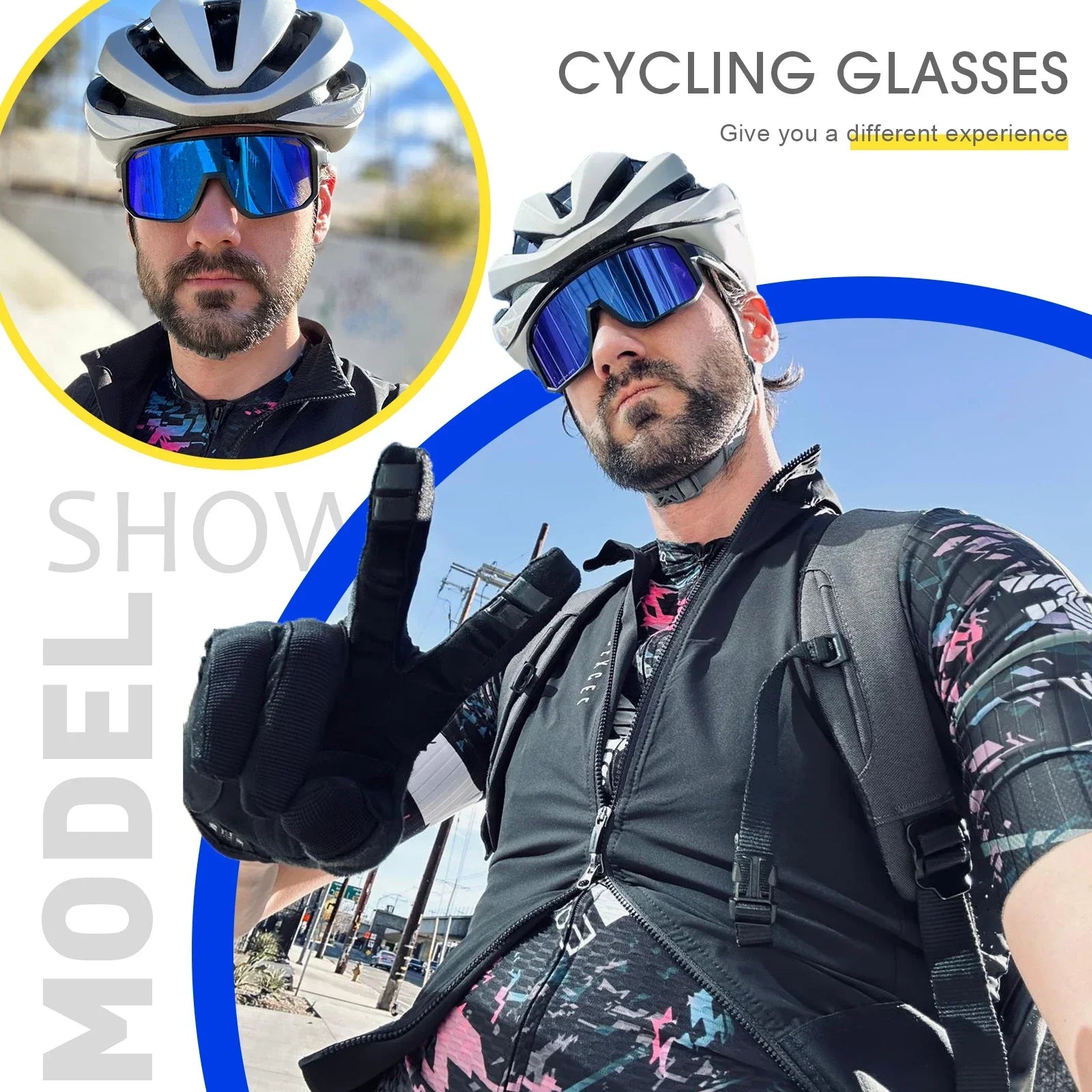 SCVCN Fahrradbrille, Fahrrad, Mountainbike, Wandern, Camping, Golf, UV400, Sonnenbrille, Sportschutzbrille für Männer und Frauen, Baseball