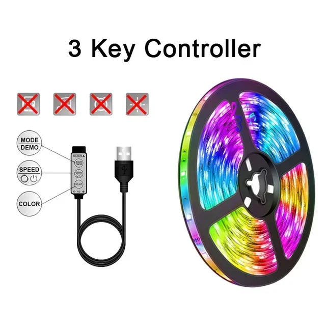 RGB LED Streifen Lichter 5V USB Led Licht Farbwechsel Fernbedienung APP Steuerung Farbwechsel Flexible Lampe Band 1M-30M TV Hintergrundbeleuchtung