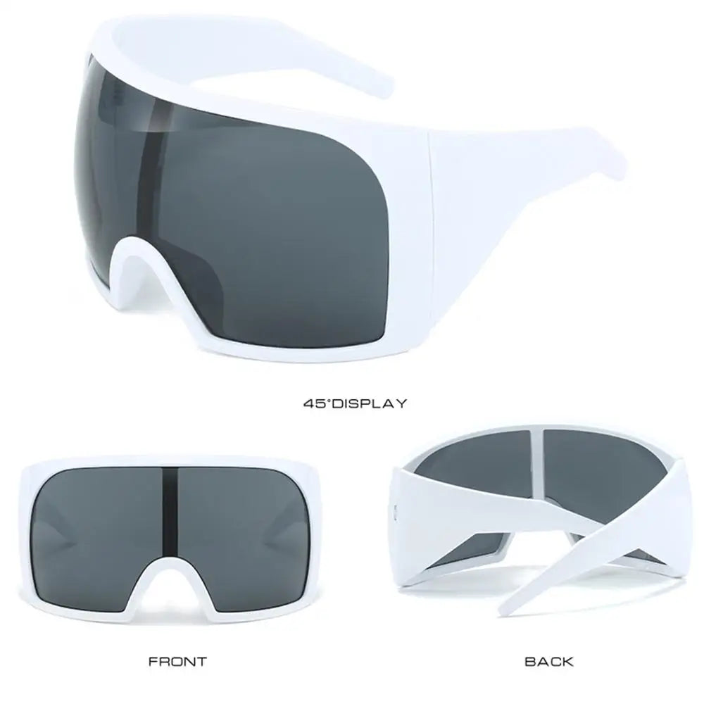 Futuristische Wrap-Around-Sonnenbrille Rave gebogene Linse UV400-Schutz 2000er Brillen übergroße Y2K-Sonnenbrille für Frauen und Männer