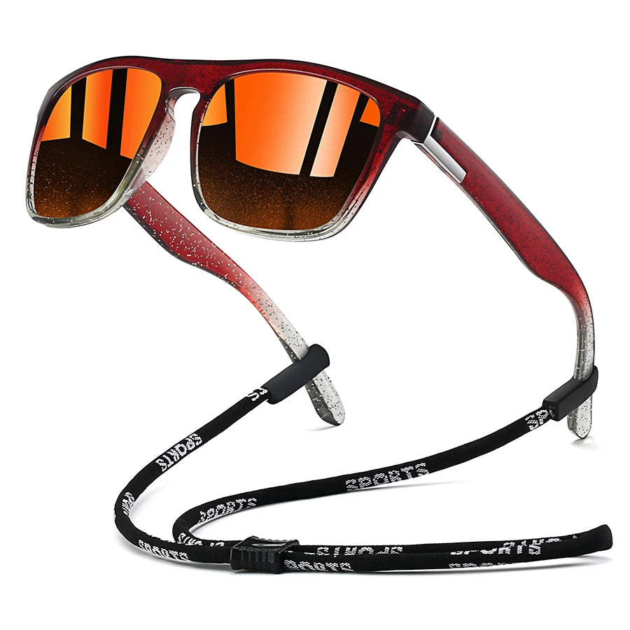 Sonnenbrille mit Kette für Männer und Frauen, klassisch quadratisch, zum Fahren, Angeln, farbenfroh, leicht, Outdoor-Schutzbrille