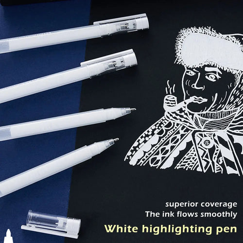 1-5 Teile/satz Klassische Weiße Tinte Gel Stift Highlight Marker Weiße Tinte Verschiedene Punkt Feine Medium Bold für Journaling kunst Zeichnung