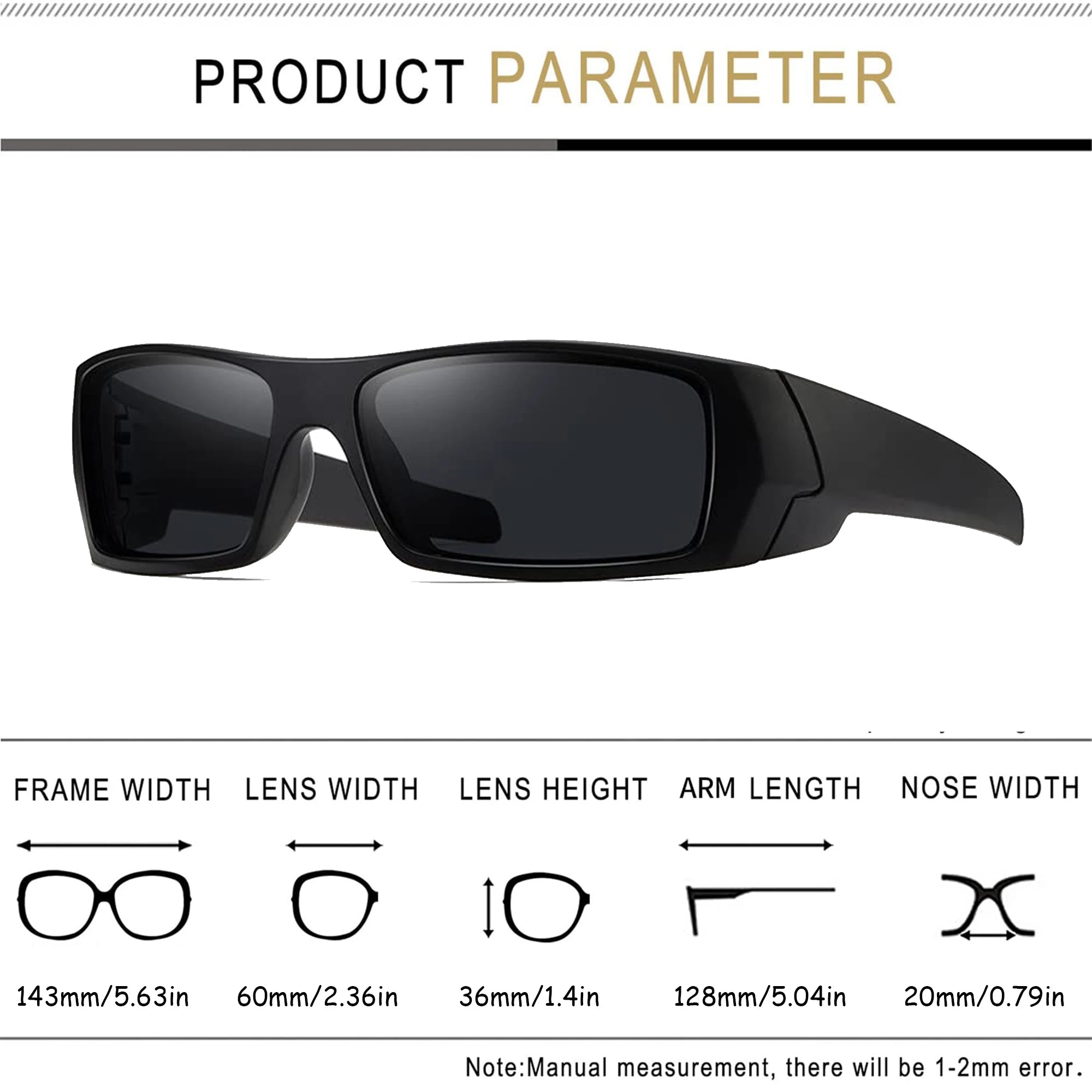 Polarisierte Sonnenbrille für Herren und Damen, Sport-Herren-Sonnenbrille, trendige Retro-Rechteck-Wickel-Vintage-UV400-Augenschutz