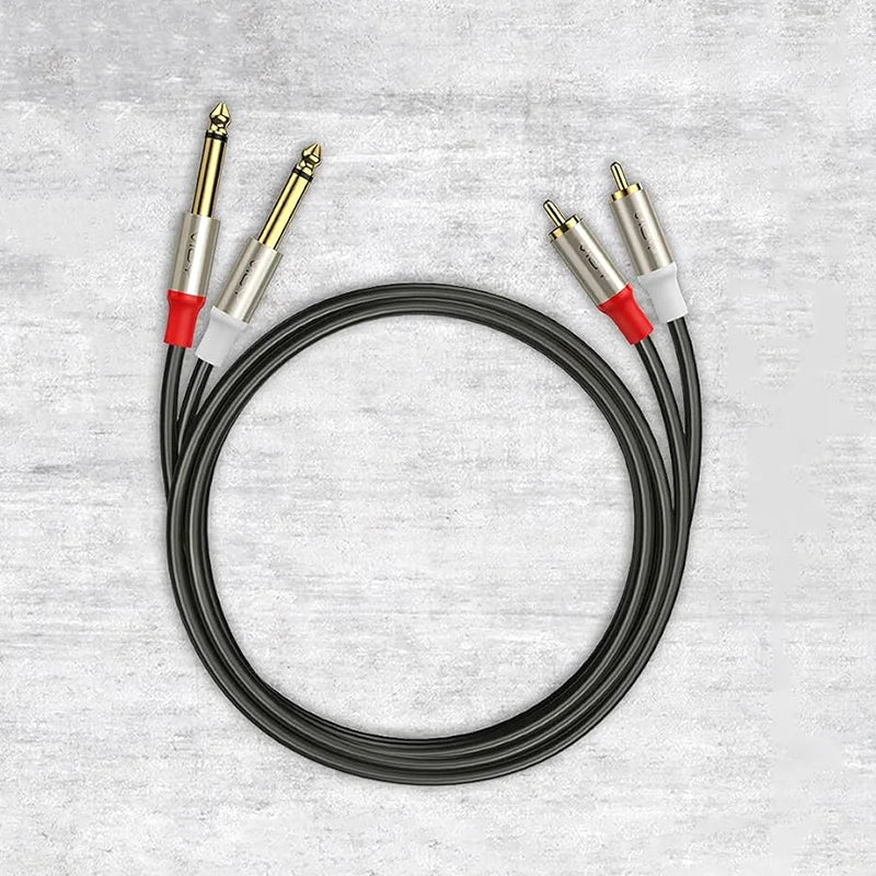 6,35 mm auf Cinch-Kabel Dual 1/4 TS-Stecker auf Dual-RCA-Stecker Stereo-Audiokabel für Gitarre AV-Receiver Lautsprecher Verstärker Heimkino