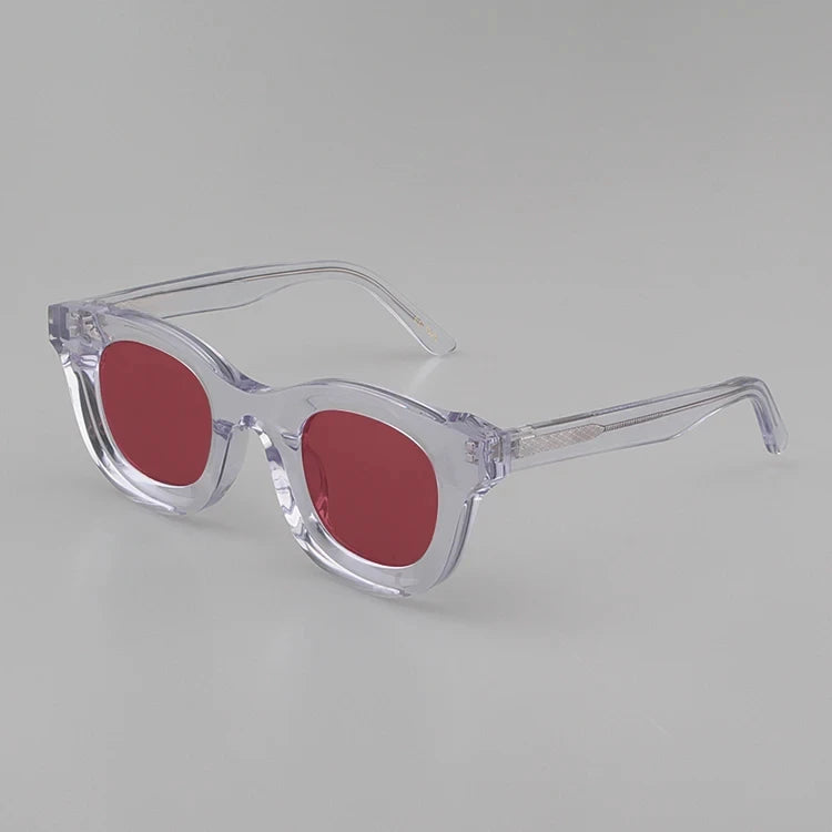 2024 Retro-Sonnenbrille für Damen und Herren, modisch, Acetat, quadratisch, grau, grüner Rahmen, matt gefrostet, UV400, handgefertigte Sonnenbrille