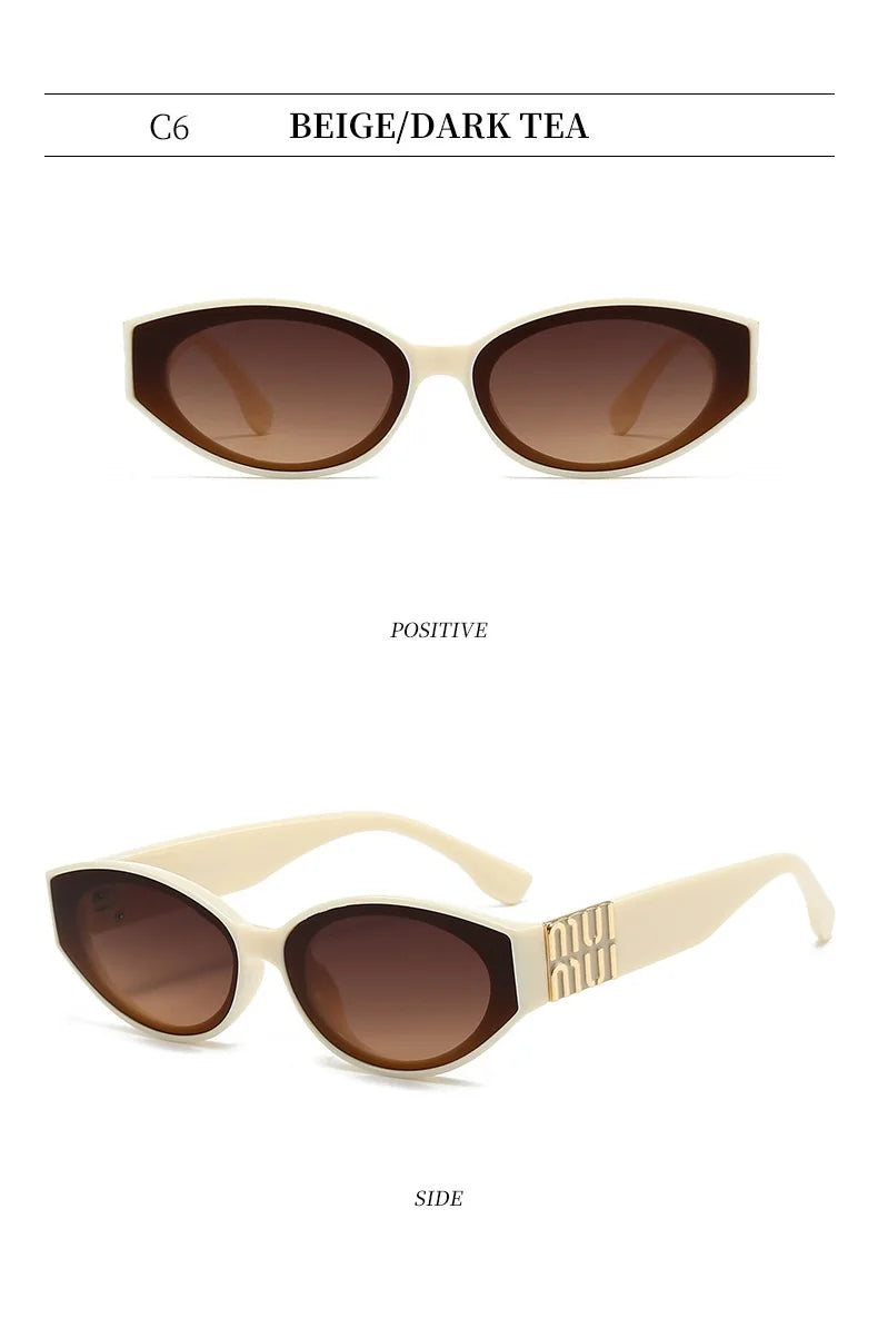 Luxuriöse Glamour-Sonnenbrille für Damen und Herren, oval, minimalistisch, Modemarke, Sonnenbrille, Unisex, stilvolle Farbtöne, UV400