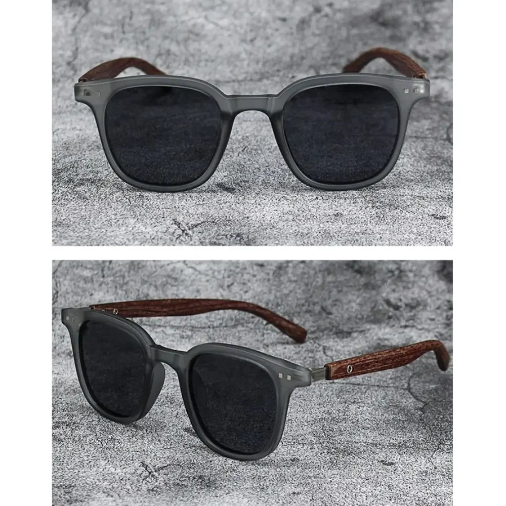 Trendige Retro-Sonnenbrille mit Holzmaserung – polarisierter UV-Schutz für Männer und Frauen, perfekt für Radfahren und Straßenfotografie im Freien