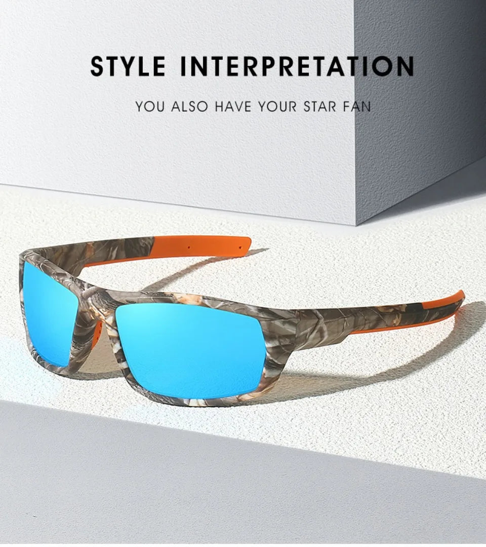 Neue Sonnenbrille für Männer Sport Polarisierte Quadratischen Rahmen Camouflage Sonnenbrille Fahren Angeln Radfahren Skifahren Sonne Brillen UV400