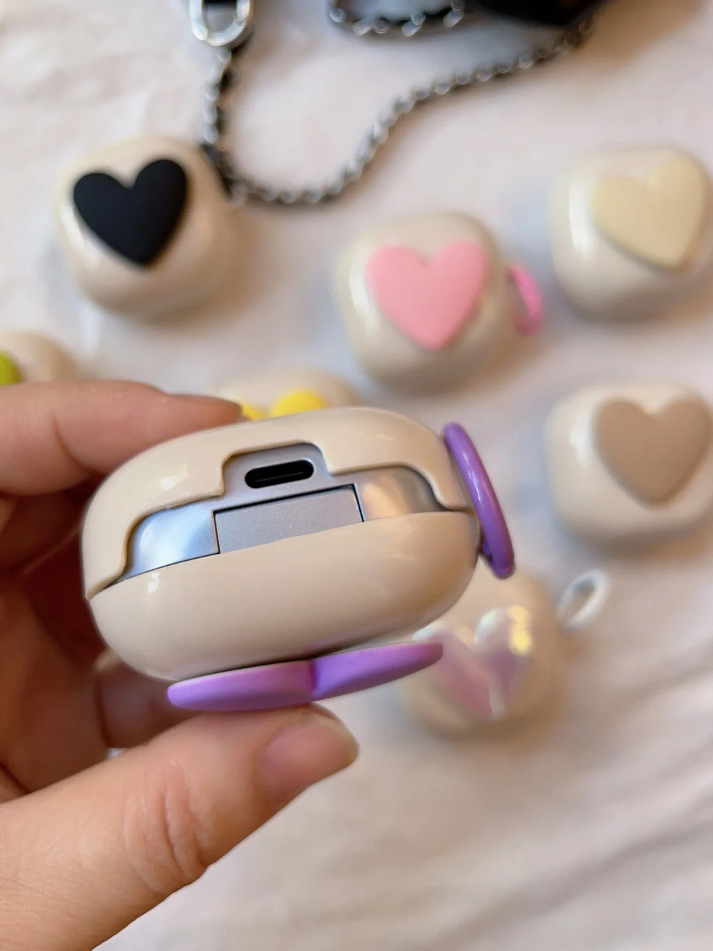 Für Samsung Galaxy Buds 2 Pro / Buds FE / 2PRO Hülle Niedliche Herz-TPU-Kopfhörerhülle für Samsung Buds Live mit Haken