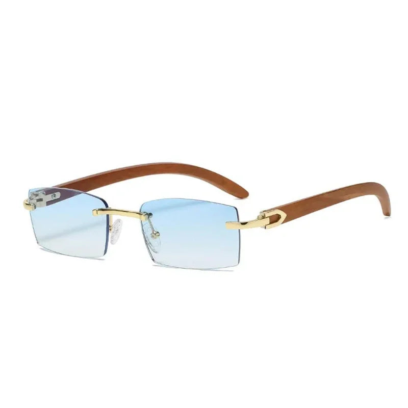 Sonnenbrille Männer Frauen Sonnenbrille Holz Rahmen Randlose Schwarze Brillen Mode Brillen Gafas De Sol