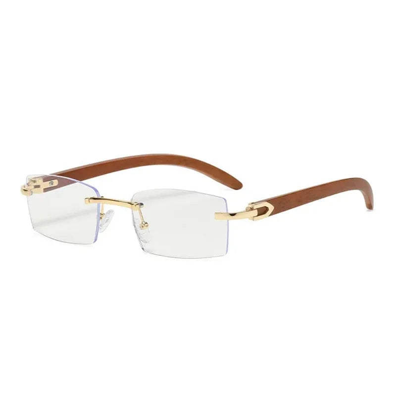 Sonnenbrille Männer Frauen Sonnenbrille Holz Rahmen Randlose Schwarze Brillen Mode Brillen Gafas De Sol