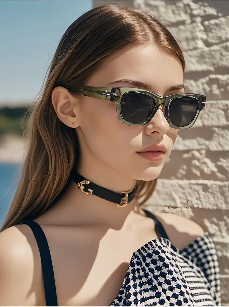 Rechteckige Sonnenbrille für Damen, Retro-Fahrbrille, 90er-Jahre-Vintage-Mode, schmaler quadratischer Rahmen, UV400-Schutz