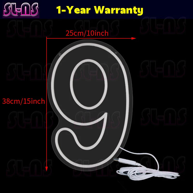 LED-Leuchtreklame mit warmen Farbzahlen, Geburtstags-Acryl-Lichter von 0 bis 9, mit Schalter für Hochzeit, Party, Business, Schönheitssalon, Wanddekoration