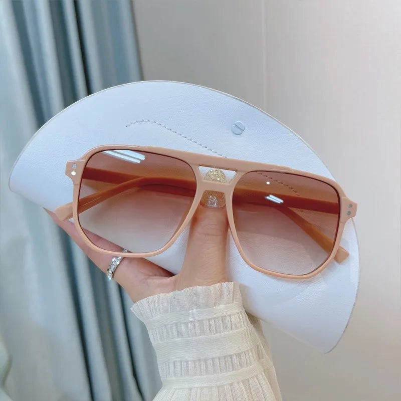 Vintage Übergroße Gelbe Linse Quadratische Sonnenbrille Für Frauen Luxus Marke Getönte Sonnenbrille Weibliche Retro Shades Sommer Punkte