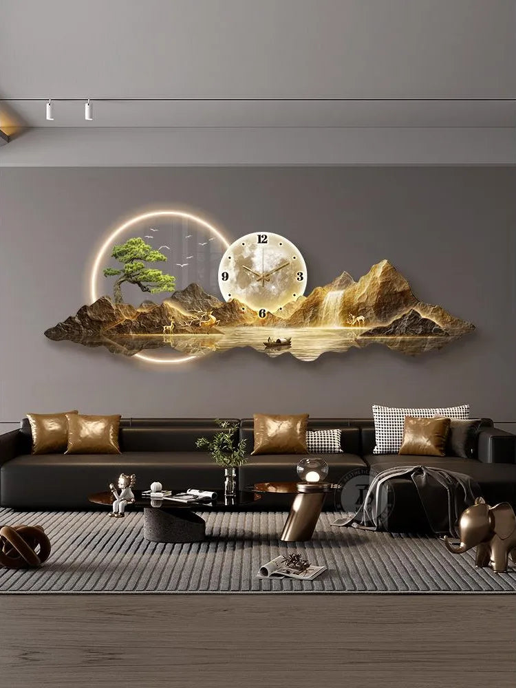 Kreative Uhr Hängen Malerei Wand Dekoration LED Wandbild Wohnzimmer Visuelle Dekoration Hängen Uhr Nordic Hause Dekoration
