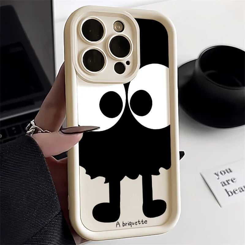 Schwarze Briketts Handyhülle für iPhone 14 16 11 12 13 15 Pro Max 14 Plus 15Pro 7 8 SE2020 XR XS Hüllen Flüssigsilikon Rückseite