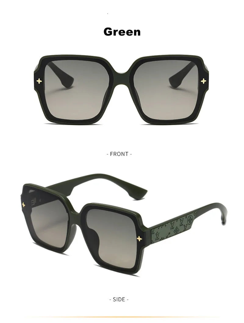 Modische Sonnenbrille mit quadratischem Rahmen für Damen, luxuriöser UV-Schutz, großer Rahmen, All-Match DS-8052-1