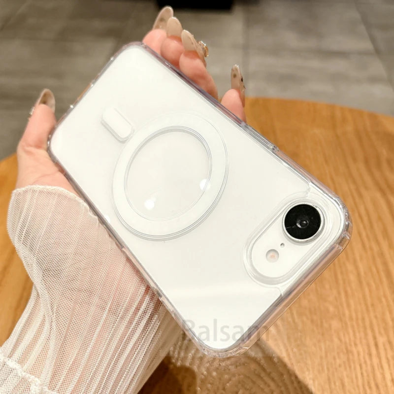 Für Magsafe Magnetische Transparente Telefon Fall Für iphone 16E 15 14 13 12 Mini 11 16 Pro Max XR X XS Max 7 8 Plus SE2020 Soft Cover