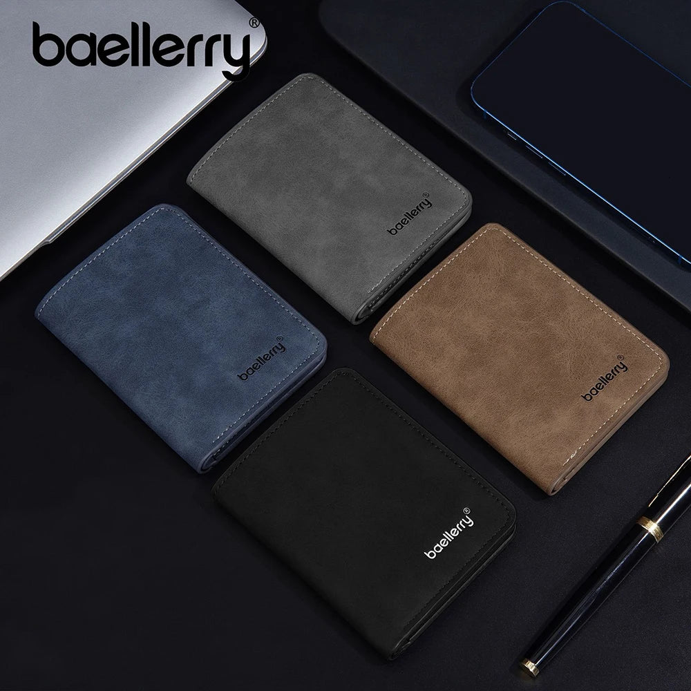 Baellerry-Geldbörse für Herren, PU-Leder, Vordertasche, minimalistische Geldklammer, Reiseutensilien