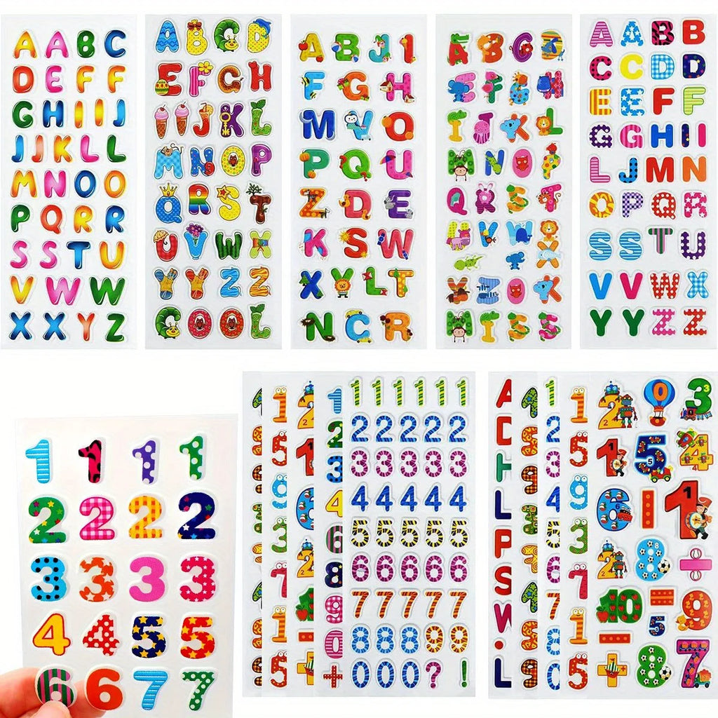 6 Stück Buchstaben Zahlen Aufkleber 3D Puffy Cartoon Alphabet Aufkleber für DIY Handwerk Scrapbook Notebook Label Party Decor ZSY
