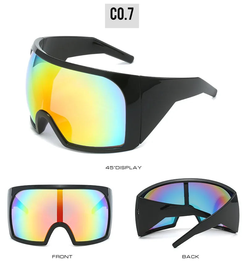 Übergroße Sonnenbrille für Herren, umwickelt, windabweisend, persönlich, große Farbtöne, futuristische Mode, Zukunftsschild, Uv400, Radfahren, Motorrad