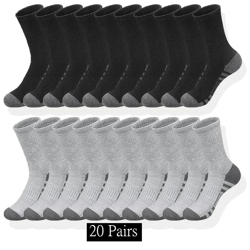10/20/30 Paar klassische Crew-Socken für Herren, Unisex, Sportsocken für Herren, Laufen, Basketball, rutschfest, für den Außenbereich, atmungsaktiv, Herrensocken