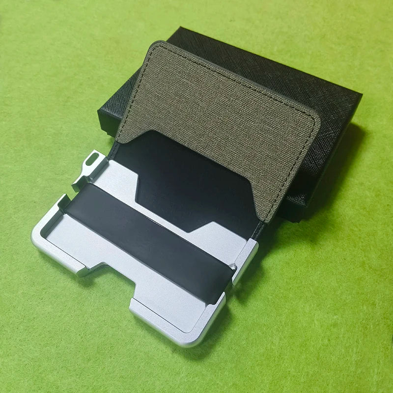 Geldbörse für Herren – Schlanke Herren-Geldbörse, Bifold-Geldbörsen, Aluminium, Kreditkarten-Reisepasshülle, Herren-Geldbörse, RFID-blockierende Geldklammer, dünn