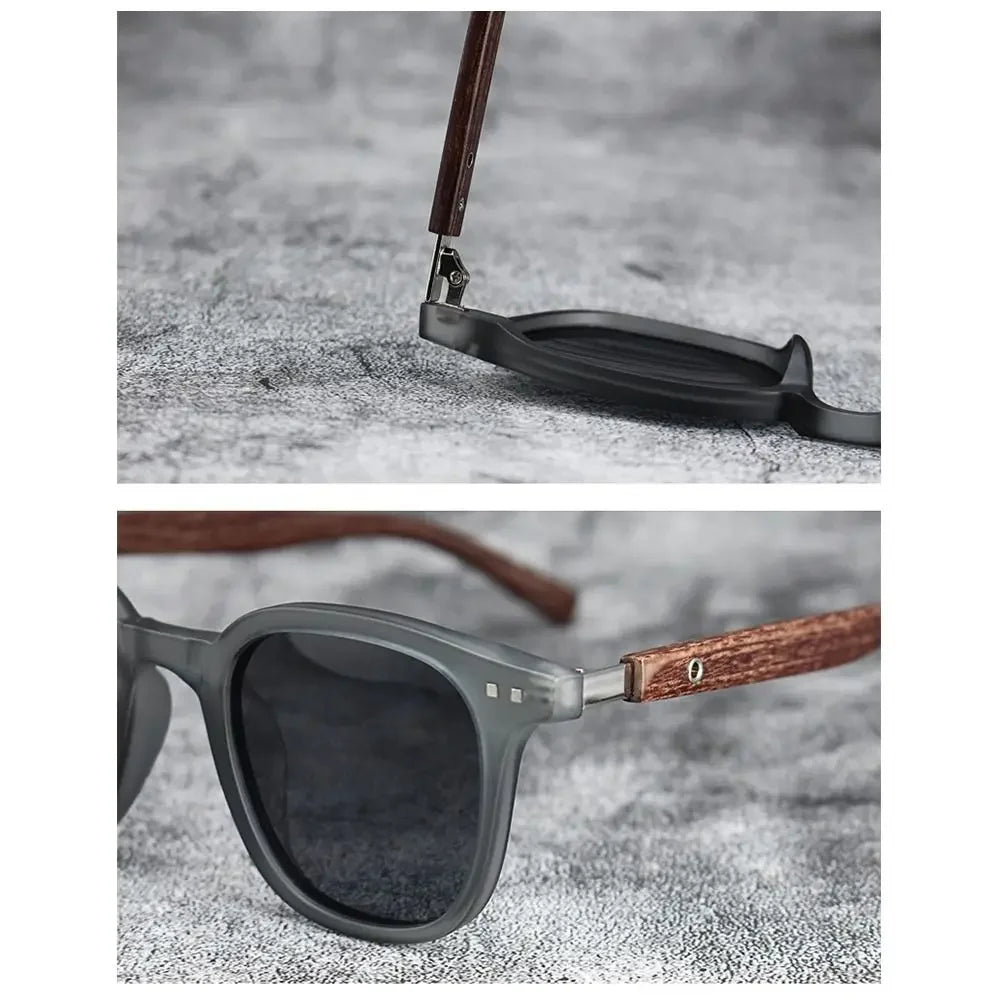 Trendige Retro-Sonnenbrille mit Holzmaserung – polarisierter UV-Schutz für Männer und Frauen, perfekt für Radfahren und Straßenfotografie im Freien