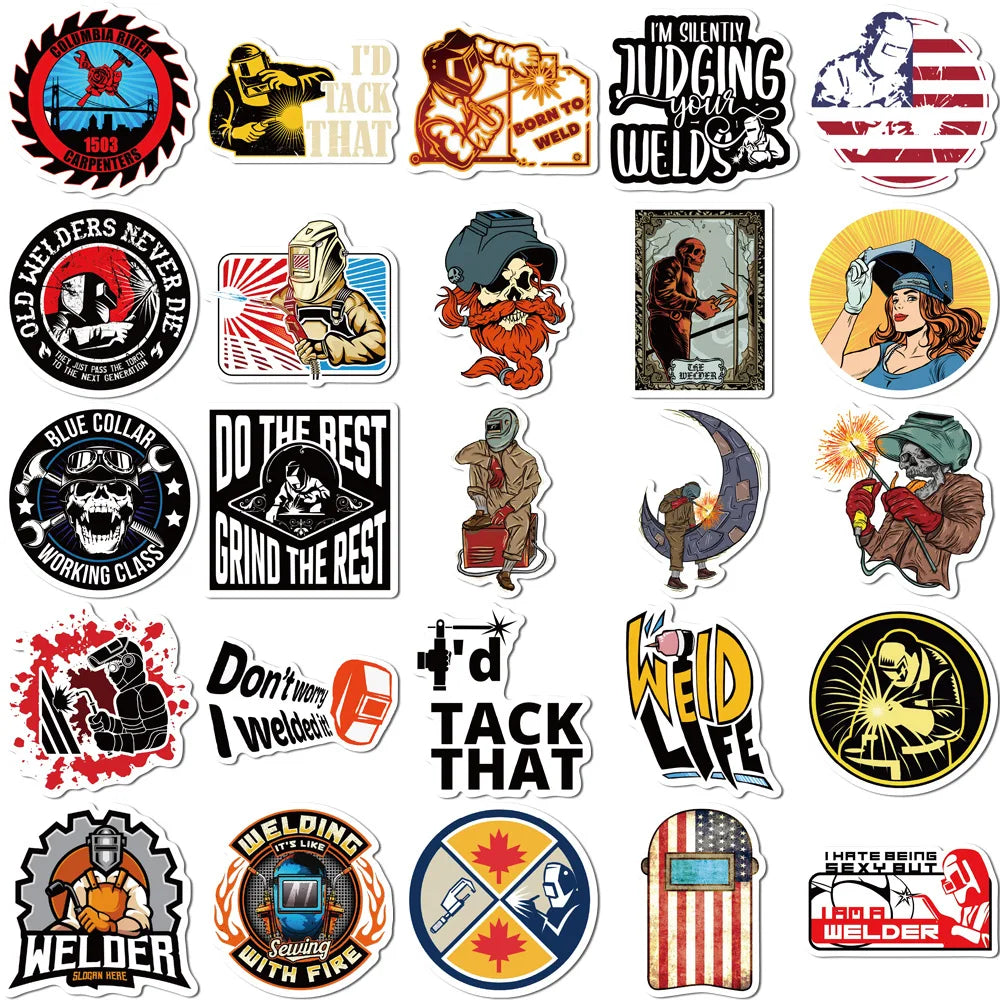 10/50PCS Mixed Schweißen Schweißer Graffiti Aufkleber DIY Gepäck Skateboard Wasserdicht DIY Coole Cartoon Aufkleber Aufkleber s Geschenk
