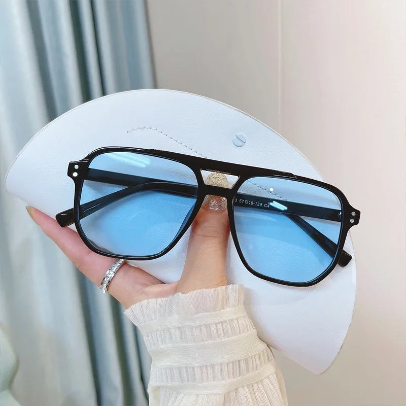 Vintage Übergroße Gelbe Linse Quadratische Sonnenbrille Für Frauen Luxus Marke Getönte Sonnenbrille Weibliche Retro Shades Sommer Punkte