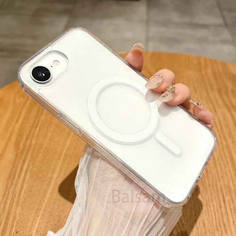 Für Magsafe Magnetische Transparente Telefon Fall Für iphone 16E 15 14 13 12 Mini 11 16 Pro Max XR X XS Max 7 8 Plus SE2020 Soft Cover