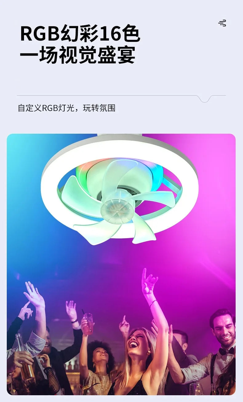 Neueste 360 ° bewegliche Kopf Decken ventilatoren Licht e27 LED-Fernbedienung RGB dreistufige Wind geschwindigkeit Wohnzimmer Esszimmer Schlafzimmer heiß
