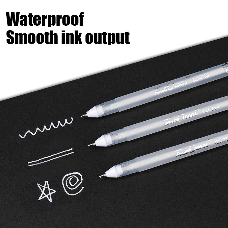 3/5Pcs Weiß Gel Stift 0,8mm Highlight Marker Stift Schwarz Karton Manga Malerei Stift Kunst Skizze Zeichnung schreibwaren