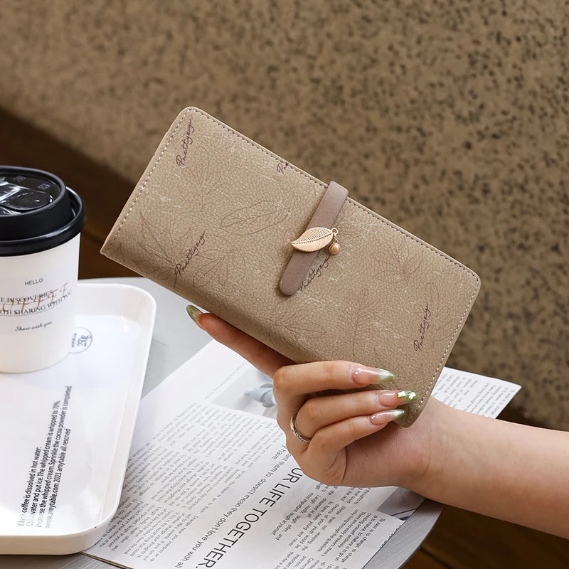 Geldbörse – langer Stil, koreanische Ausgabe, PU-Leder, bedruckt, mit Reißverschluss, gefaltet, mit mehreren Deckkraft, modisch, vielseitig, bedruckter Reißverschluss