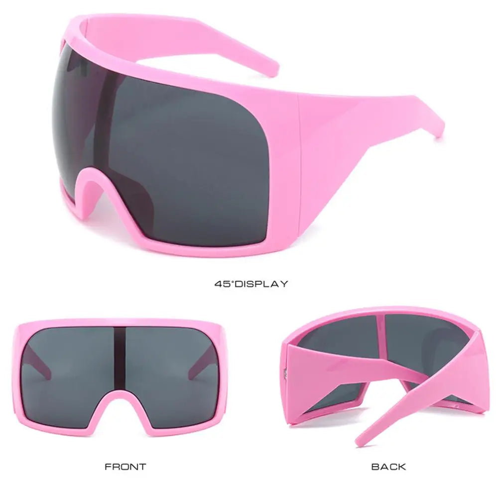 Futuristische Wrap-Around-Sonnenbrille Rave gebogene Linse UV400-Schutz 2000er Brillen übergroße Y2K-Sonnenbrille für Frauen und Männer