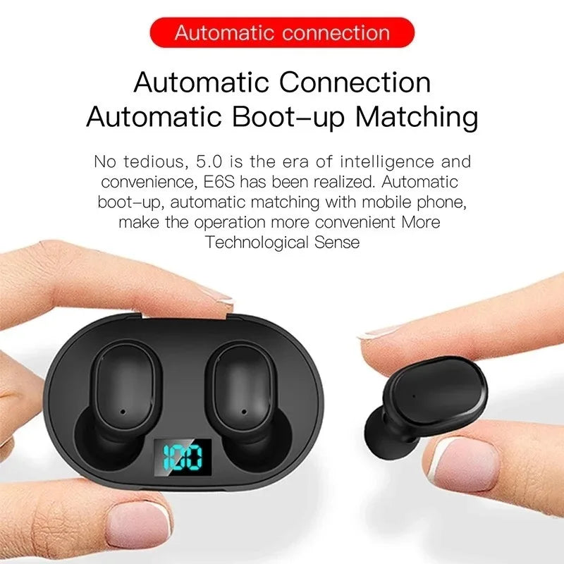 E6S TWS Drahtlose Kopfhörer Sport Wasserdichte Bluetooth 5,0 Kopfhörer Stereo Headset mit Mikrofon für Iphone Xiaomi Vivo Oppo