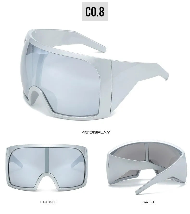 Übergroße Punk-Schild-Sonnenbrille für Damen und Herren, großer Rahmen, 2025, Luxusmarke, Steampunk-Maske, Sonnenbrille für Damen, Sportbrille, UV400