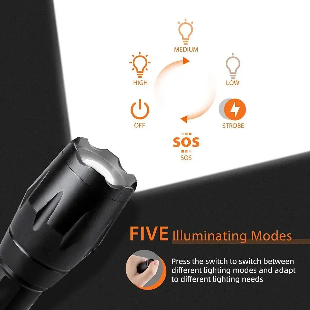 T6 Starke Licht Taschenlampe LED Aluminium Legierung Teleskop Zoom Batterie Version Aufladen Outdoor Suchscheinwerfer Fernbedienung Taschenlampe