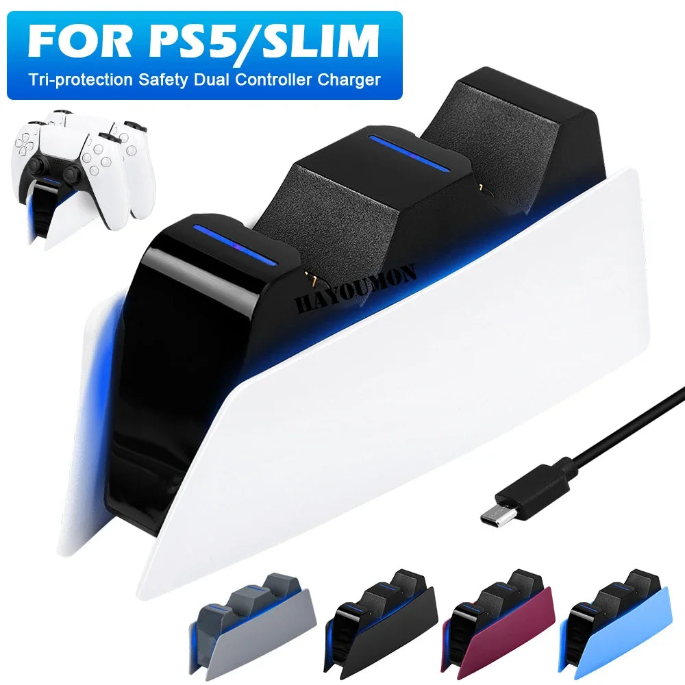 5 FARBEN für PS5-Controller, Ladestation, Dual-Schnellladestation für PS5, Typ C und PS5-Edge-Game-Controller mit LED-Anzeige