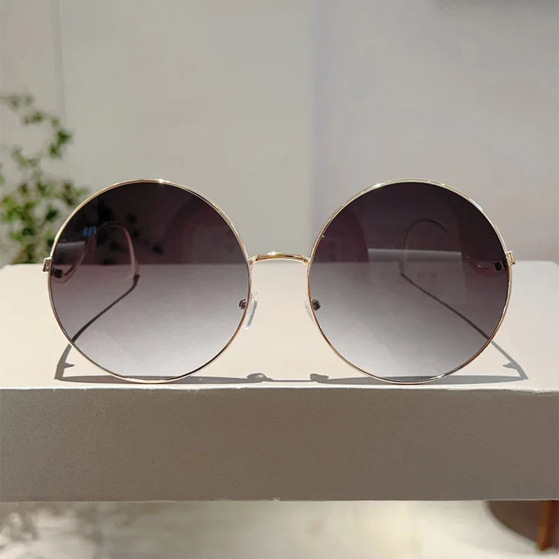 Übergroße runde Sonnenbrille für Damen, neue Mode, Vintage-Stil, Farbverlauf, Retro, trendig, luxuriös, stilvolles Design